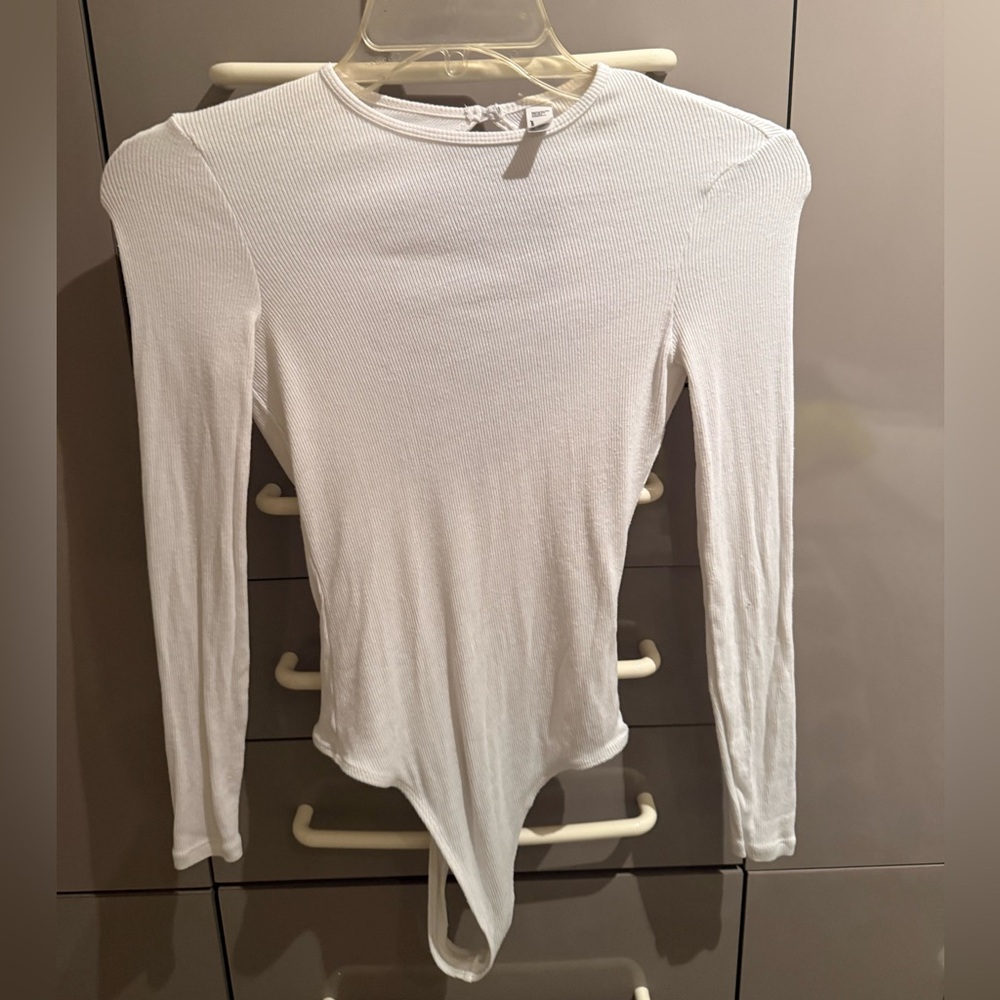 American Apparel White Backless Ribbed Bodysuit